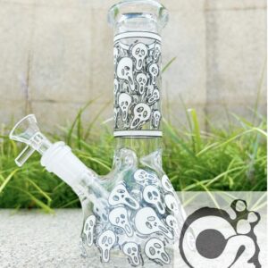 7.8" Glow in the Dark Skull Glass Bong – Thick Glass Hookah Bubbler