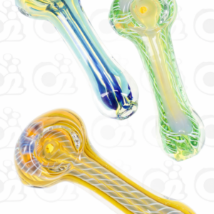 Color-Changing Spiral Striped Glass Spoon Pipe – 3.5"